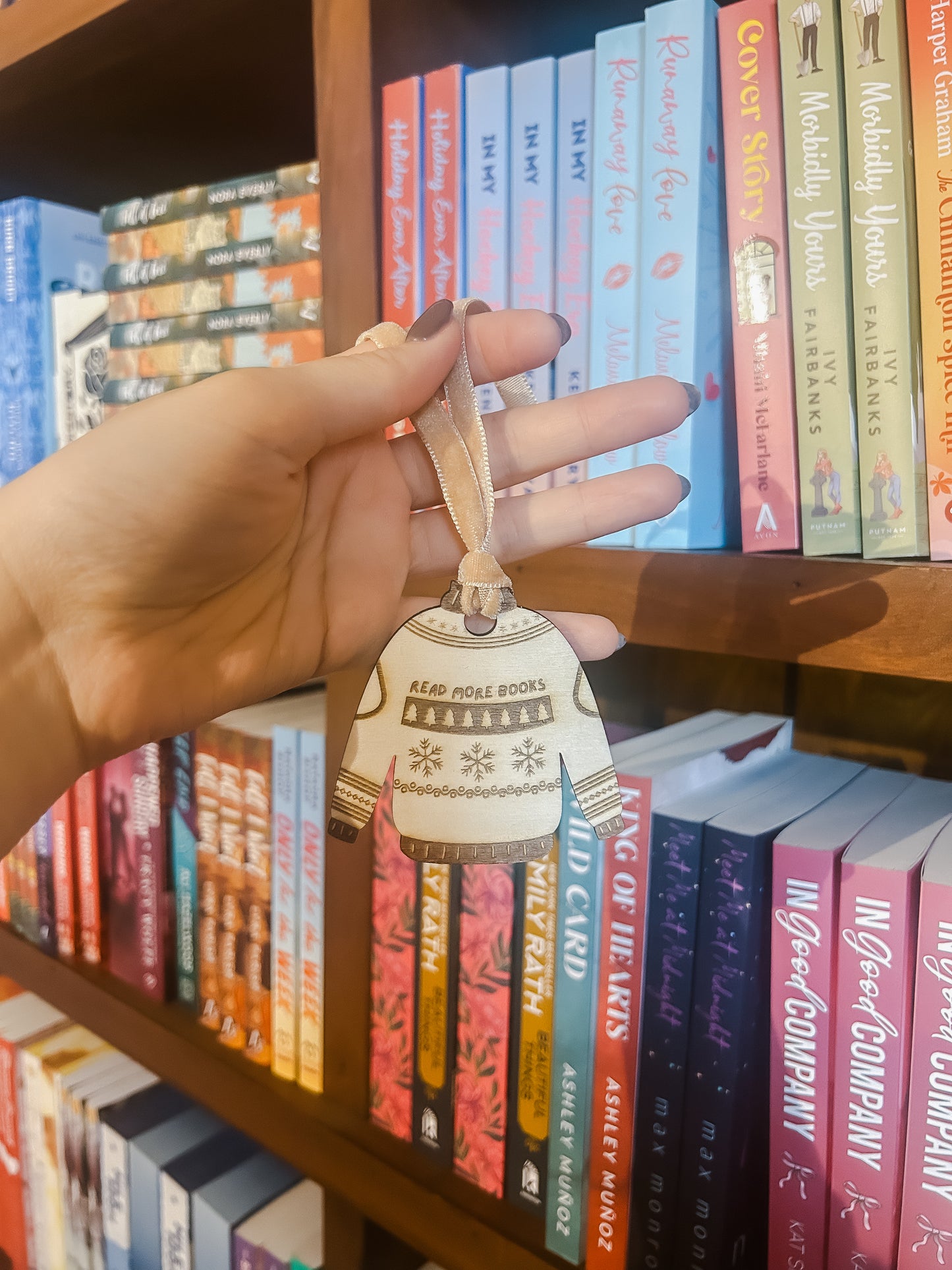 Read More Books Sweater Wooden Ornament