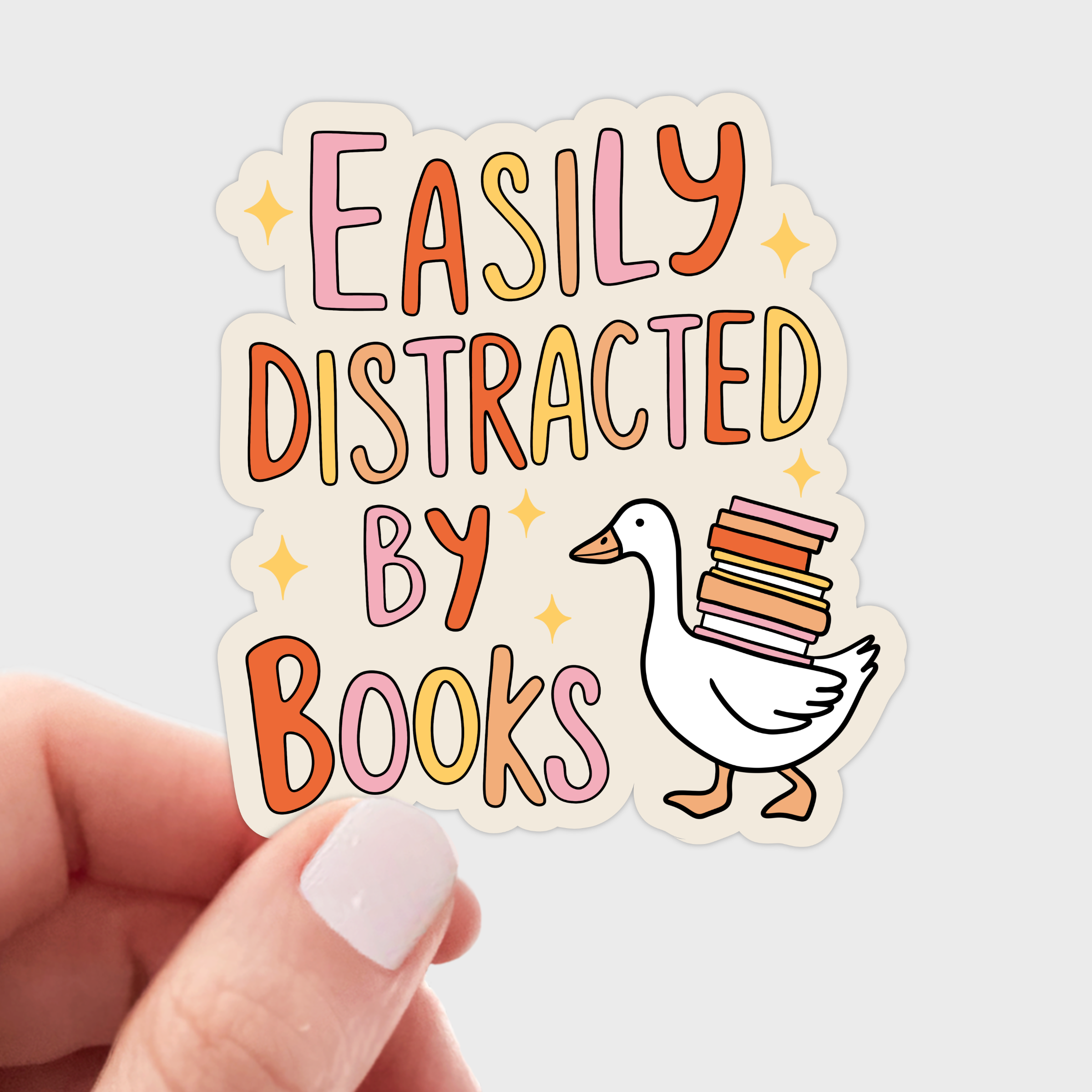 Easily Distracted By Books Sticker - book shop, goose, store