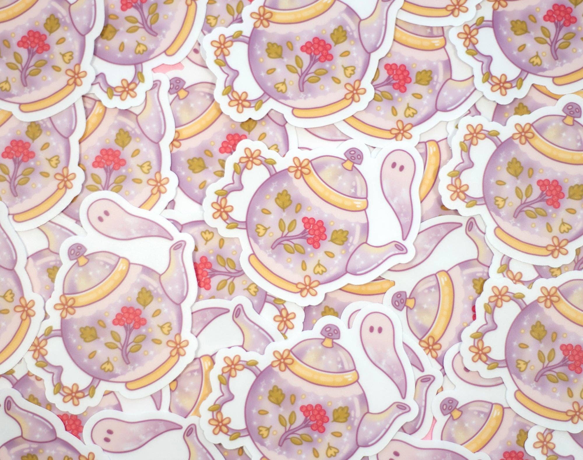 Autumn Teapot Clear Sticker