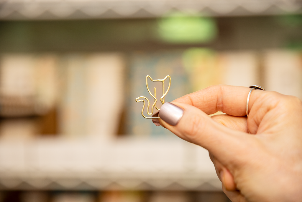 Gold Cats Boxed Paper Clips - Set of 12
