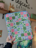 Patchwork Bunnies Book & Kindle Pouch, Medium E-Reader Zip up Book Sleeve