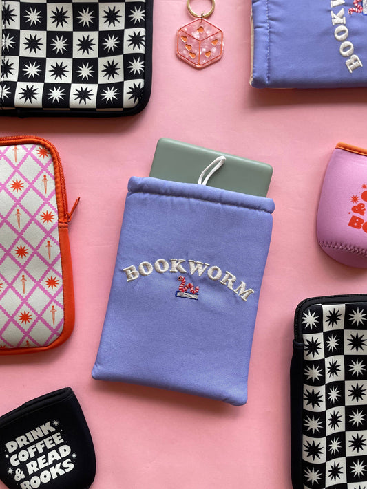 Bookworm Embroidered Book Sleeve & Kindle Sleeve