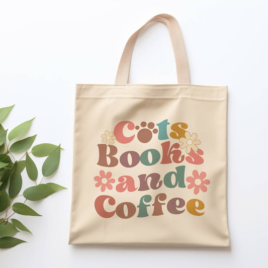 Cats Books and Coffee Tote Bag