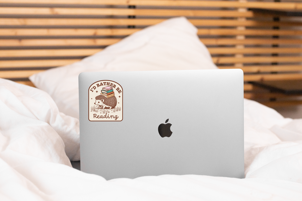 I'd Rather Be Reading Sticker - library, books, hedgehog