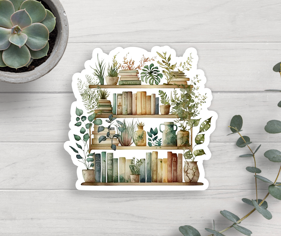 Plant Bookshelf Vinyl Sticker