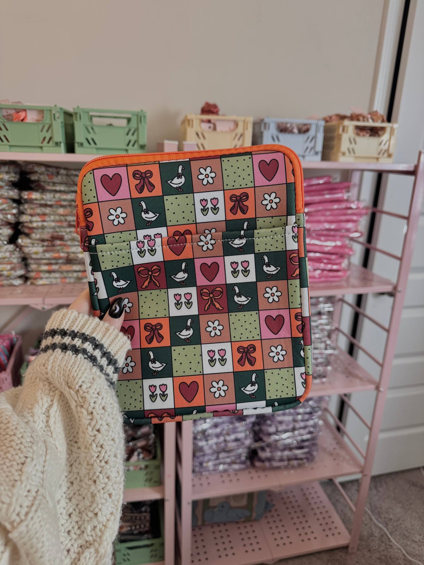 Goose Patchwork Book & Kindle Sleeve Pouch