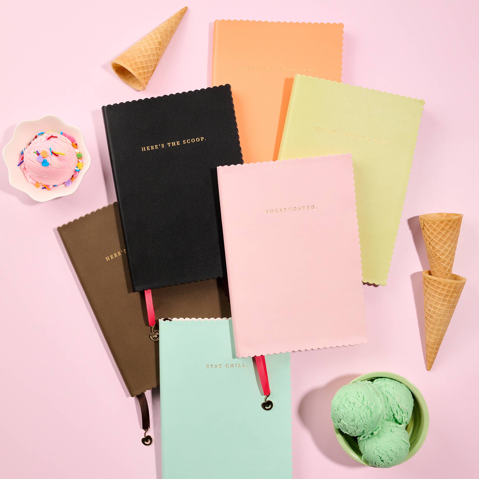 Matcha A5 Spumoni Swirls Scalloped Journal