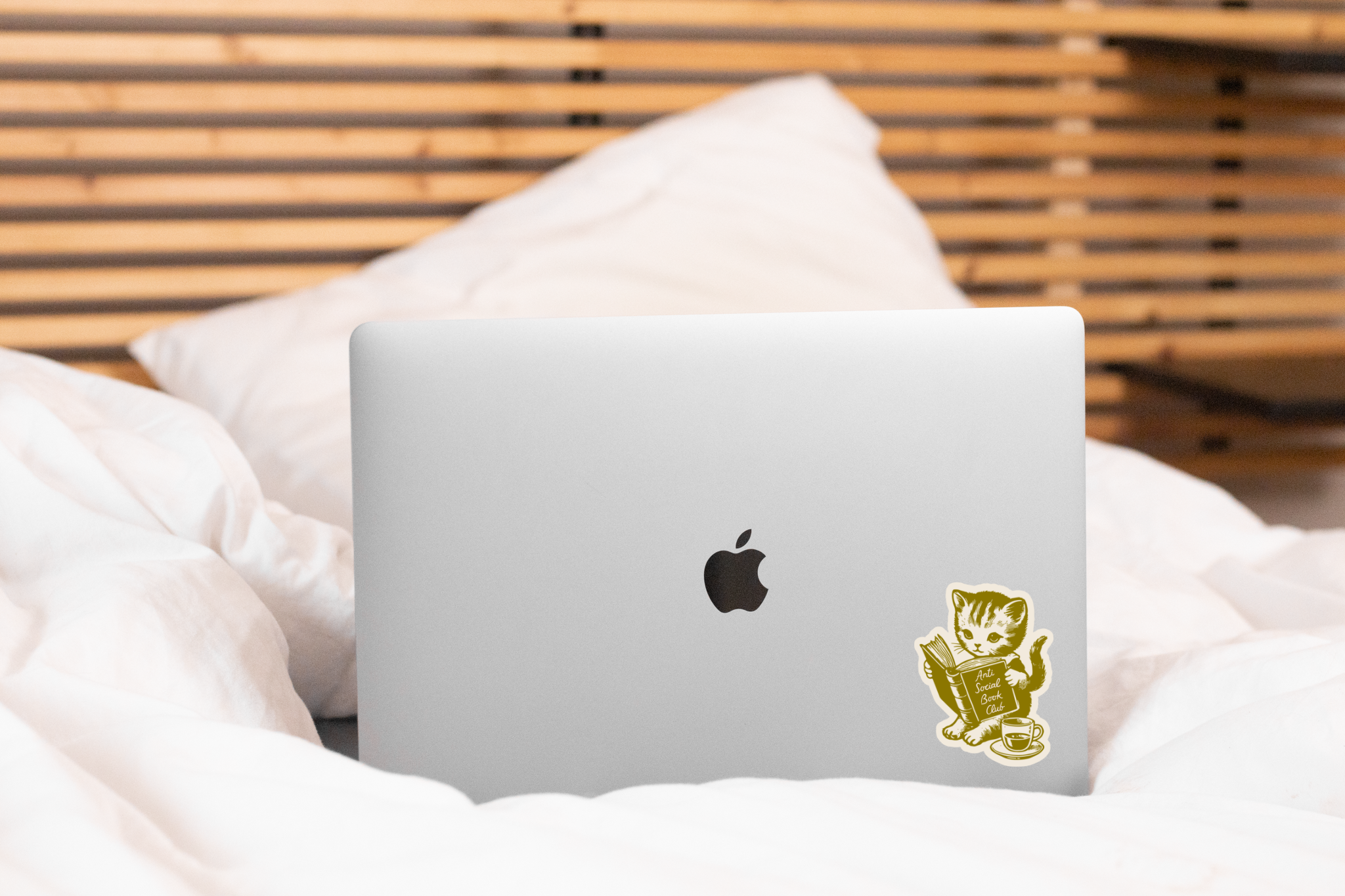 Anti Social Book Club Sticker - cat, vintage, book shop