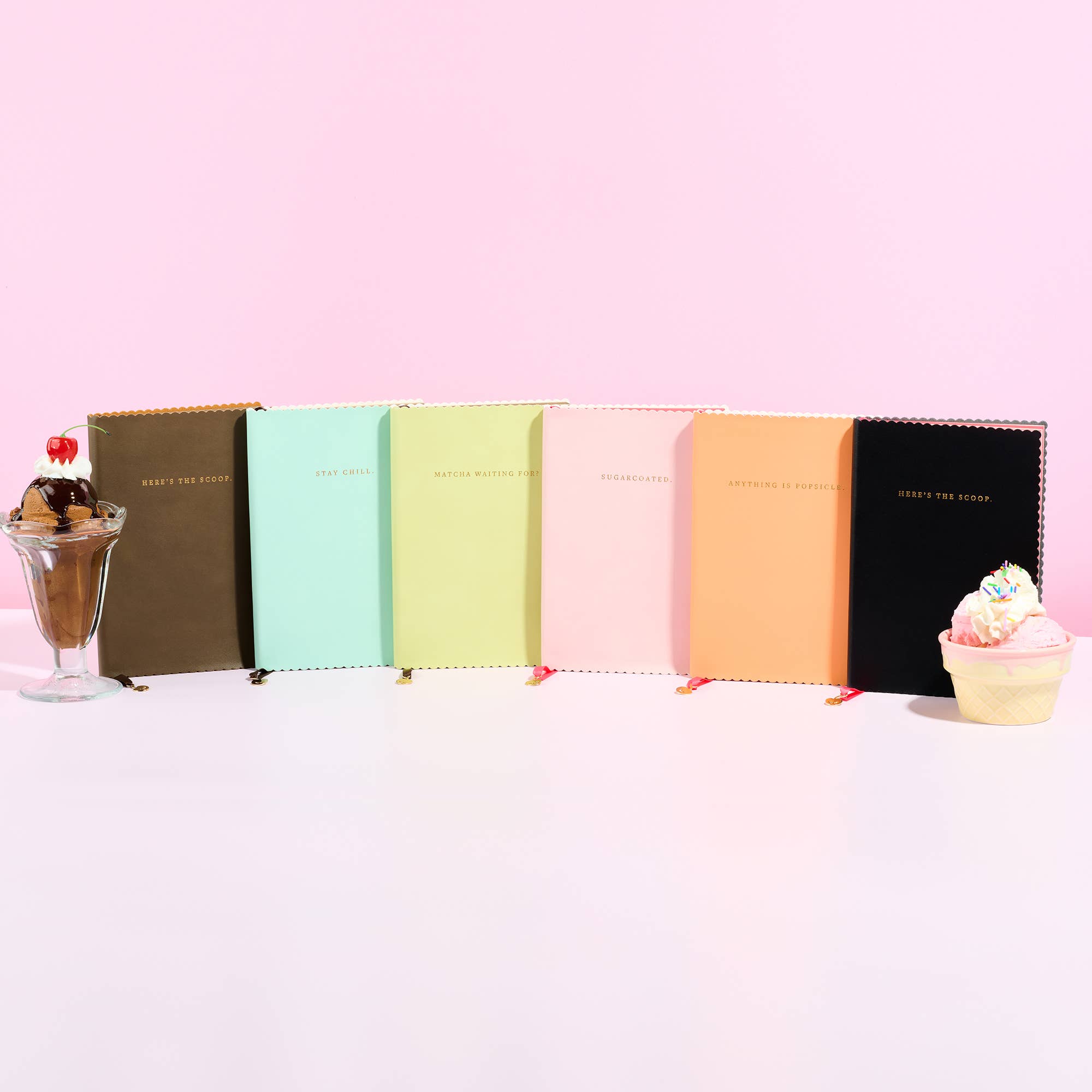 Vanilla Bean A5 Spumoni Swirls Scalloped Journal