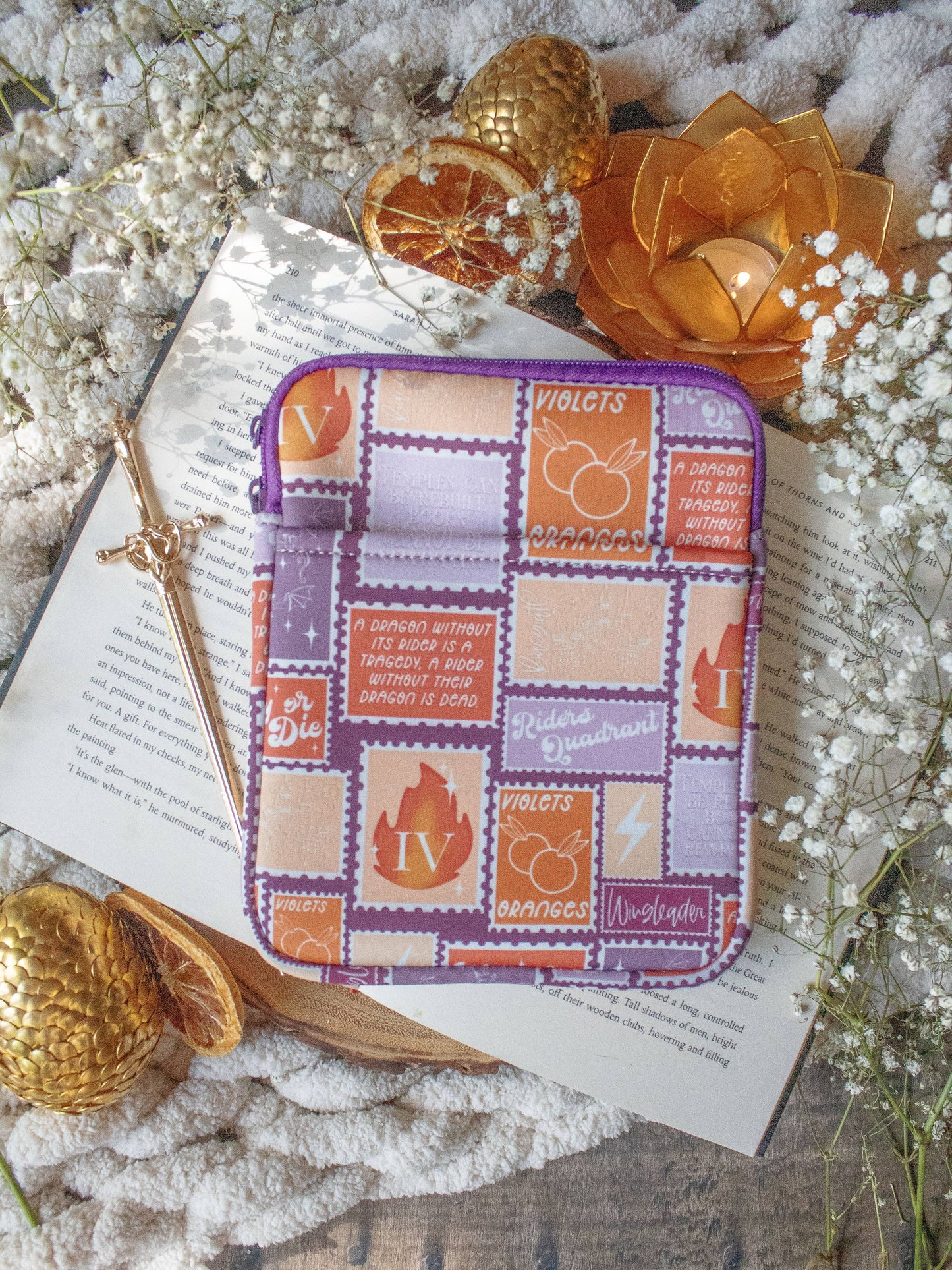 Fourth Wing Stamps Neoprene E-Reader/ Tablet Sleeve