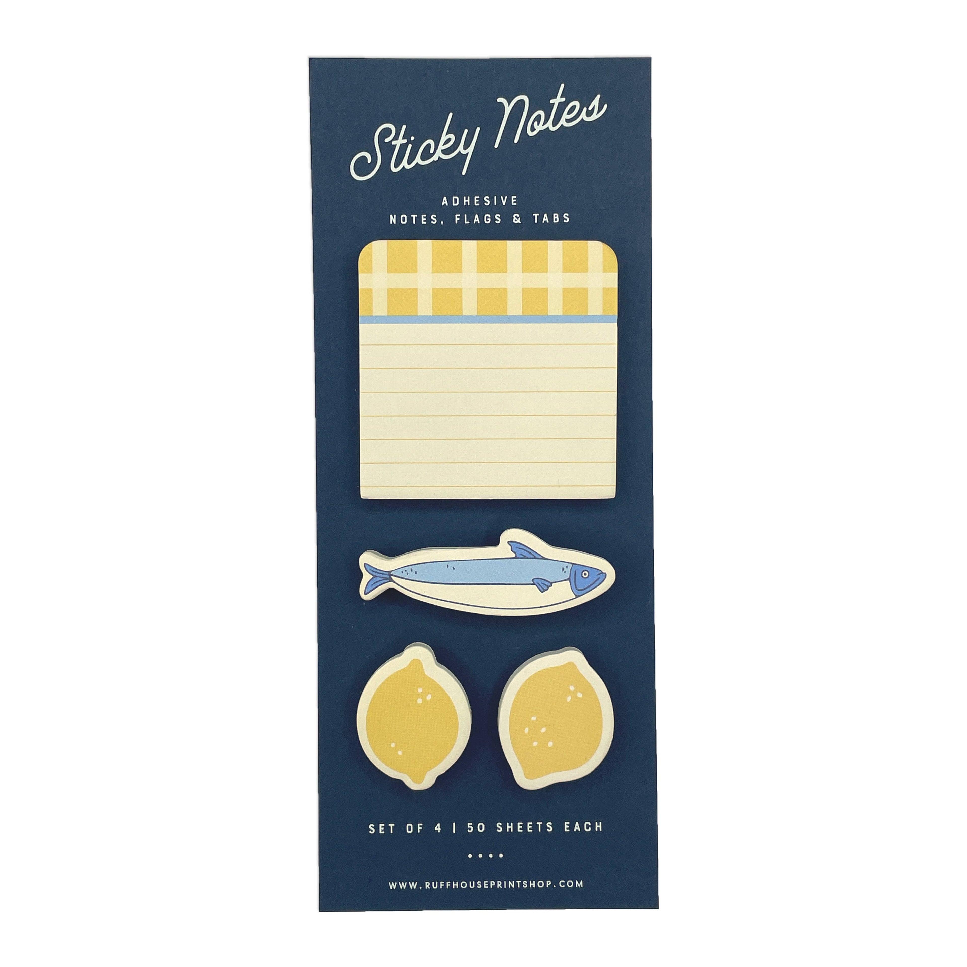 Lemon Gingham Sticky Note Set : Page Flags and Tabs