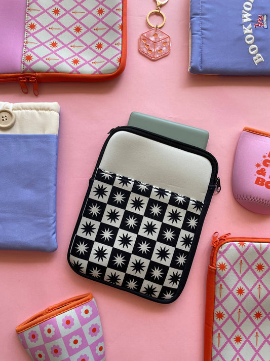 Zipper Black + White Star Kindle & E-reader Sleeve