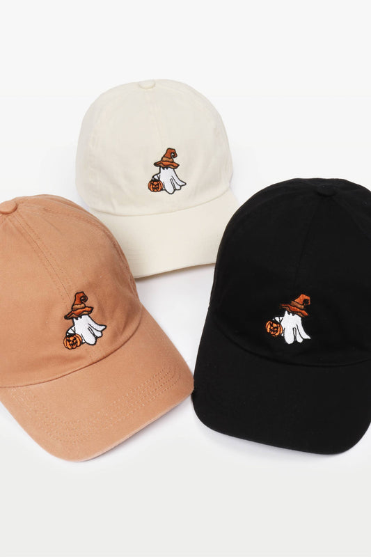 Halloween Ghost Pumpkin Embroidery Cotton Baseball Cap