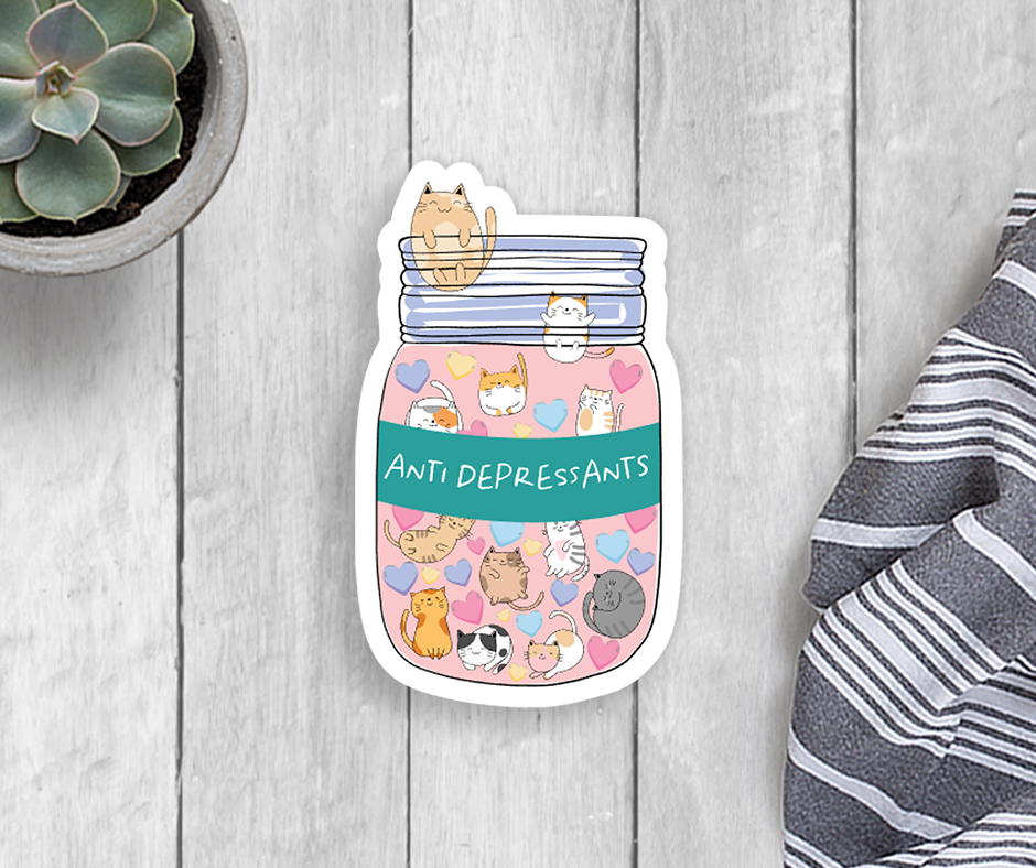 Cat Antidepressants Vinyl Sticker