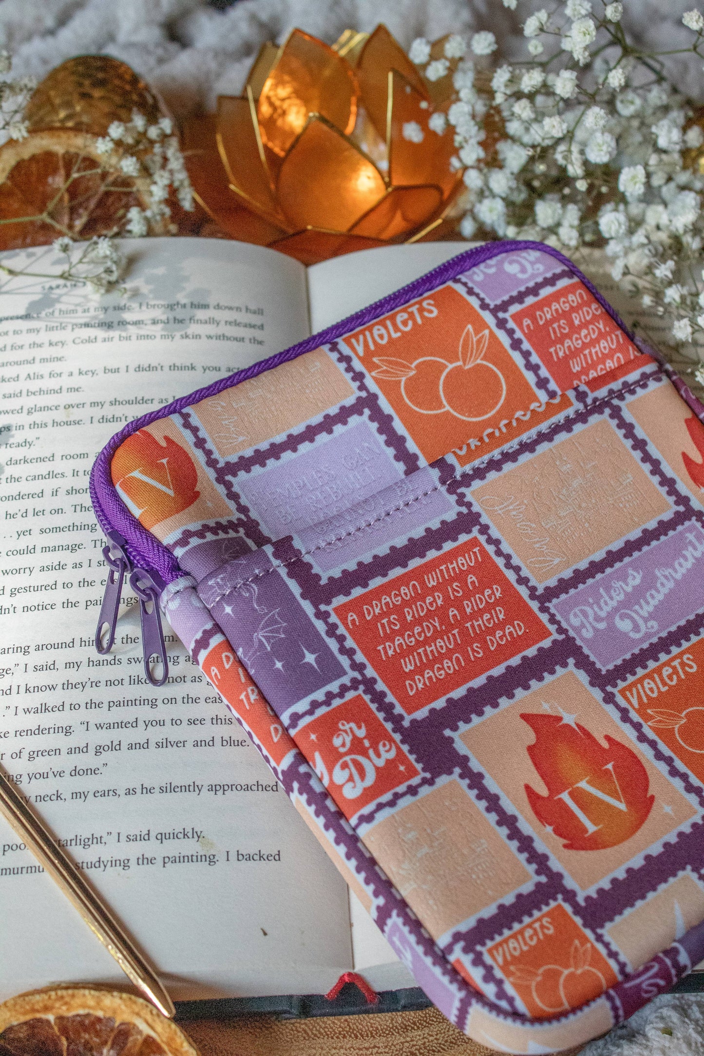 Fourth Wing Stamps Neoprene E-Reader/ Tablet Sleeve