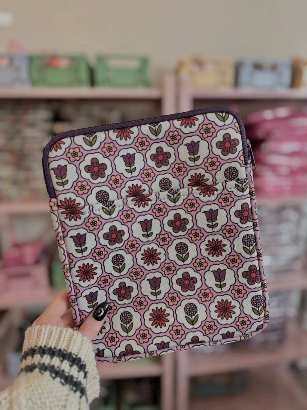 Retro Floral Book & Kindle Sleeve Pouch