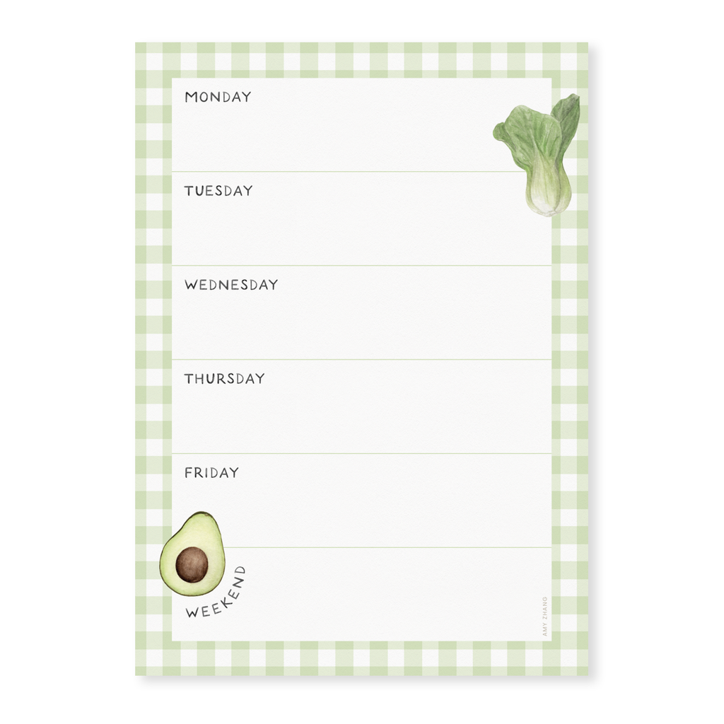 Farmers Market Fruits And Veggies — Weekly Menu Plan Notepad