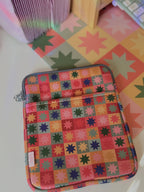 Patchwork Starburst Book & Kindle Pouch, Medium E-Reader Zip up Book Sleeve