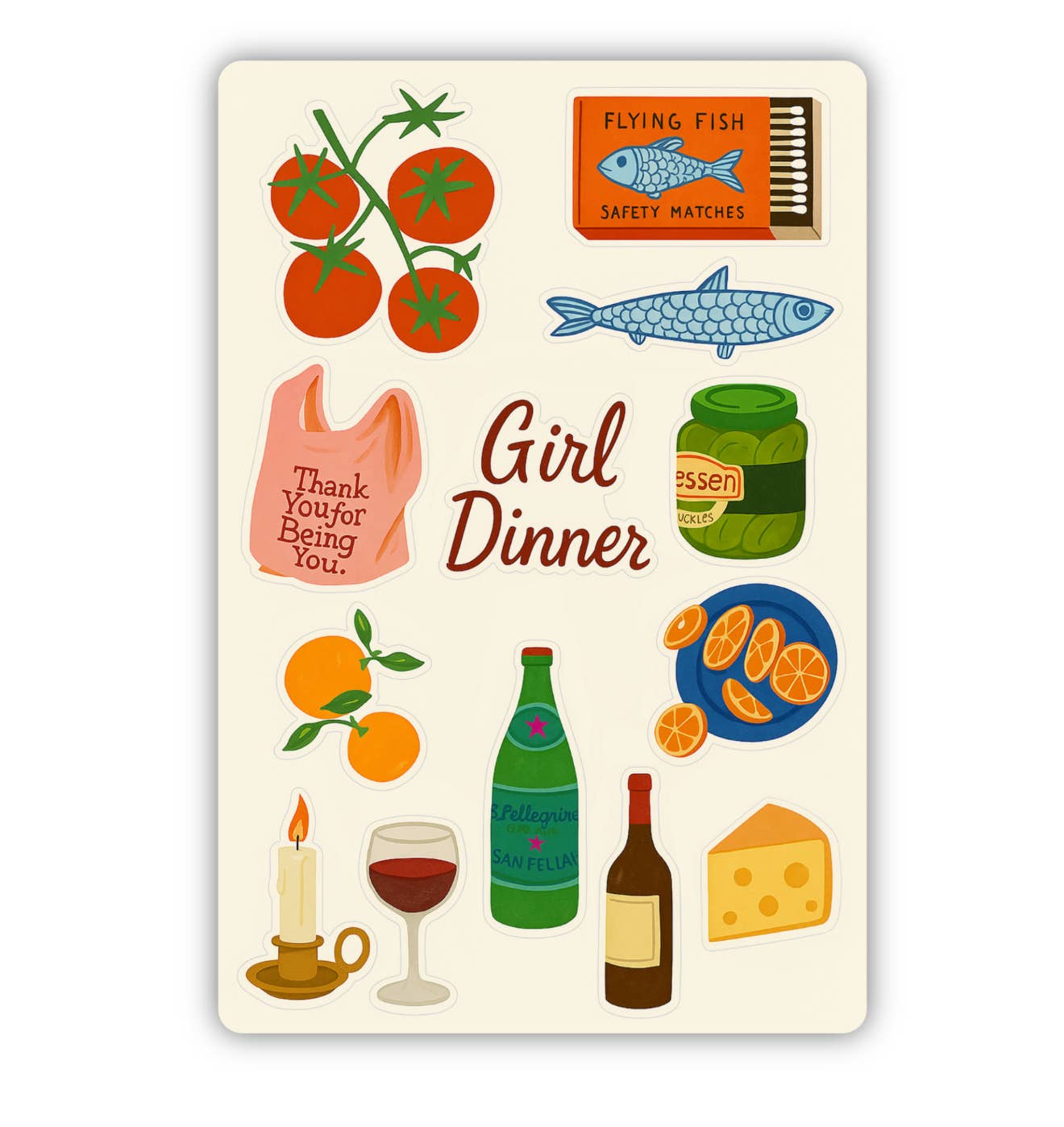 Girl Dinner Sticker Sheet –  Cottagecore