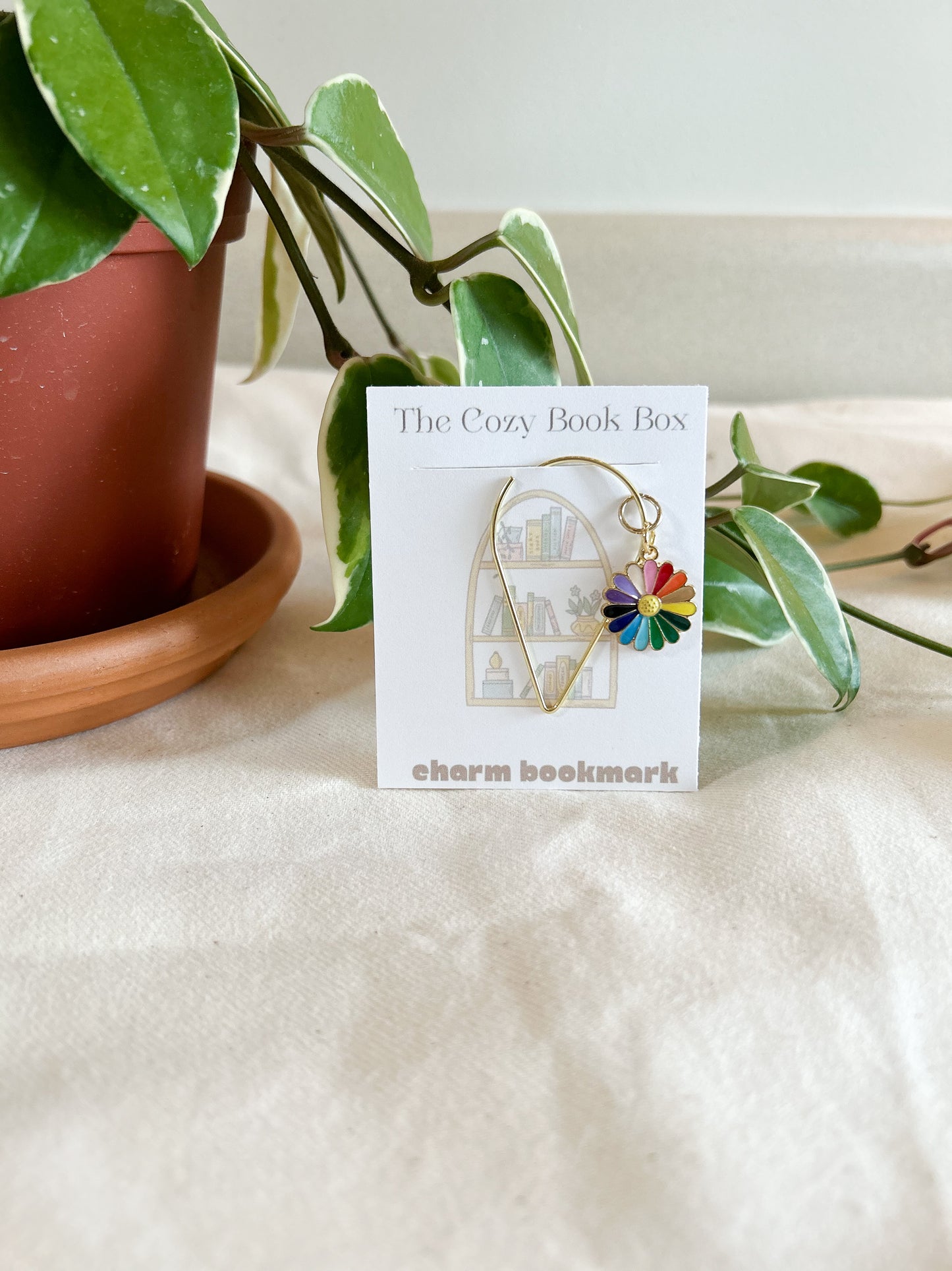 Rainbow Floral Bookmark Charm