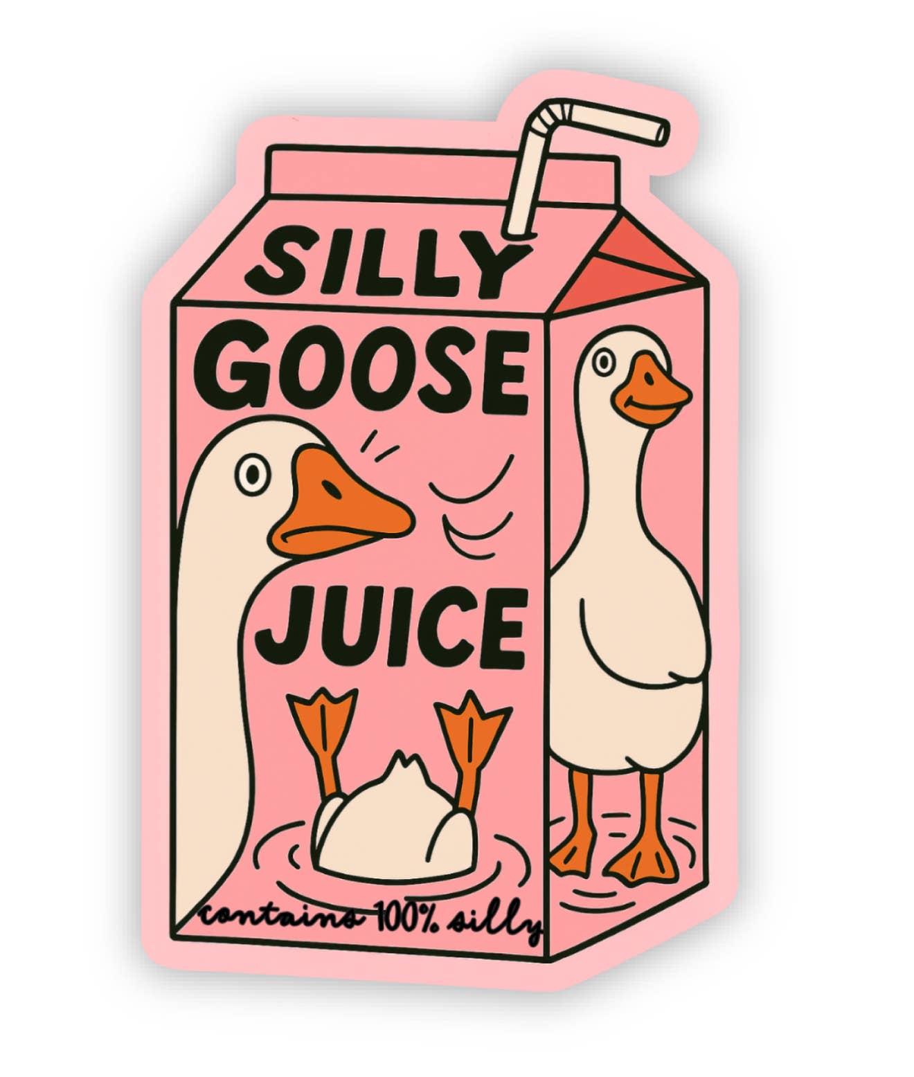 Silly Goose Juice Sticker – Funny Goose Cartoon