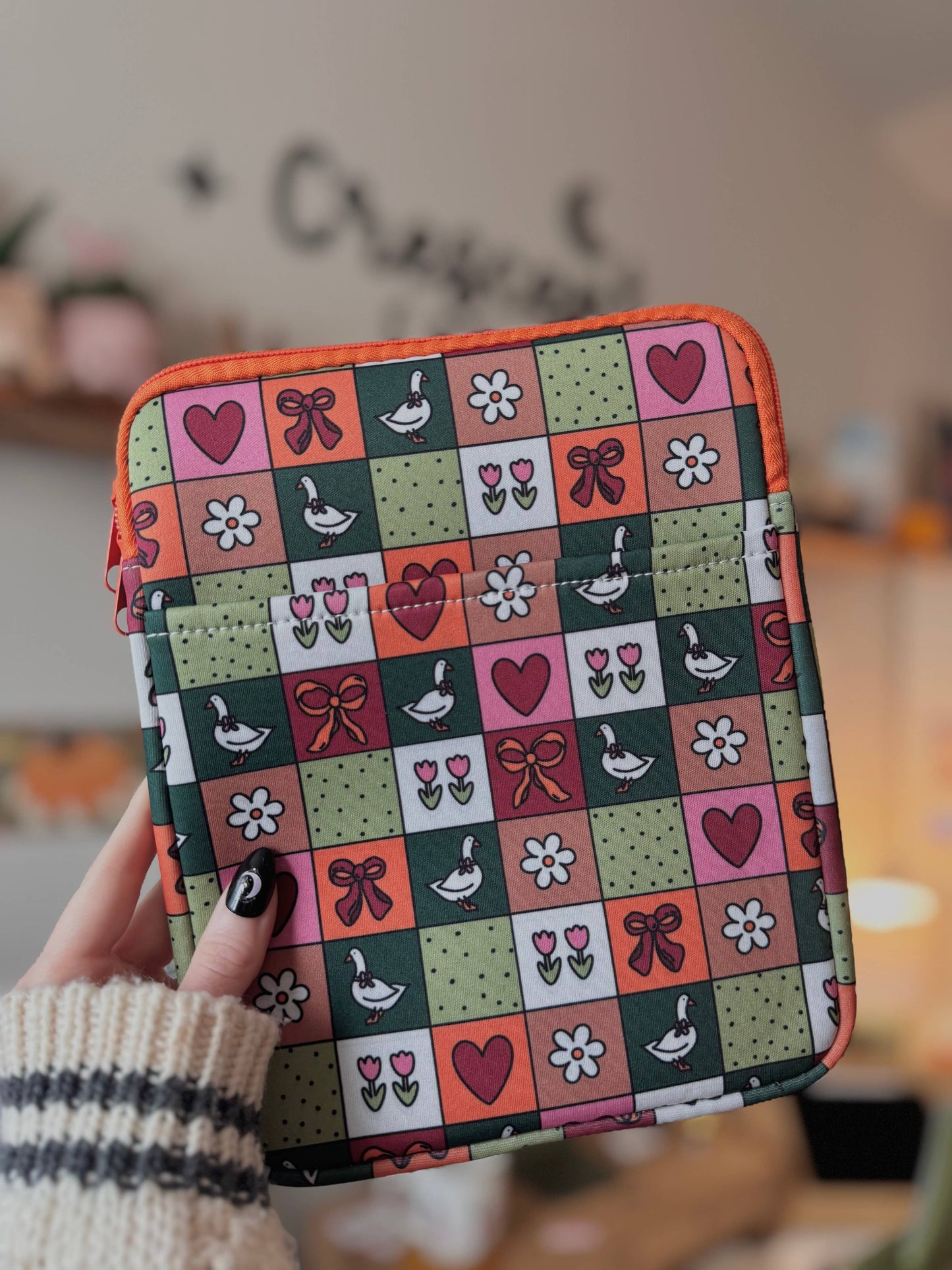 Goose Patchwork Book & Kindle Sleeve Pouch