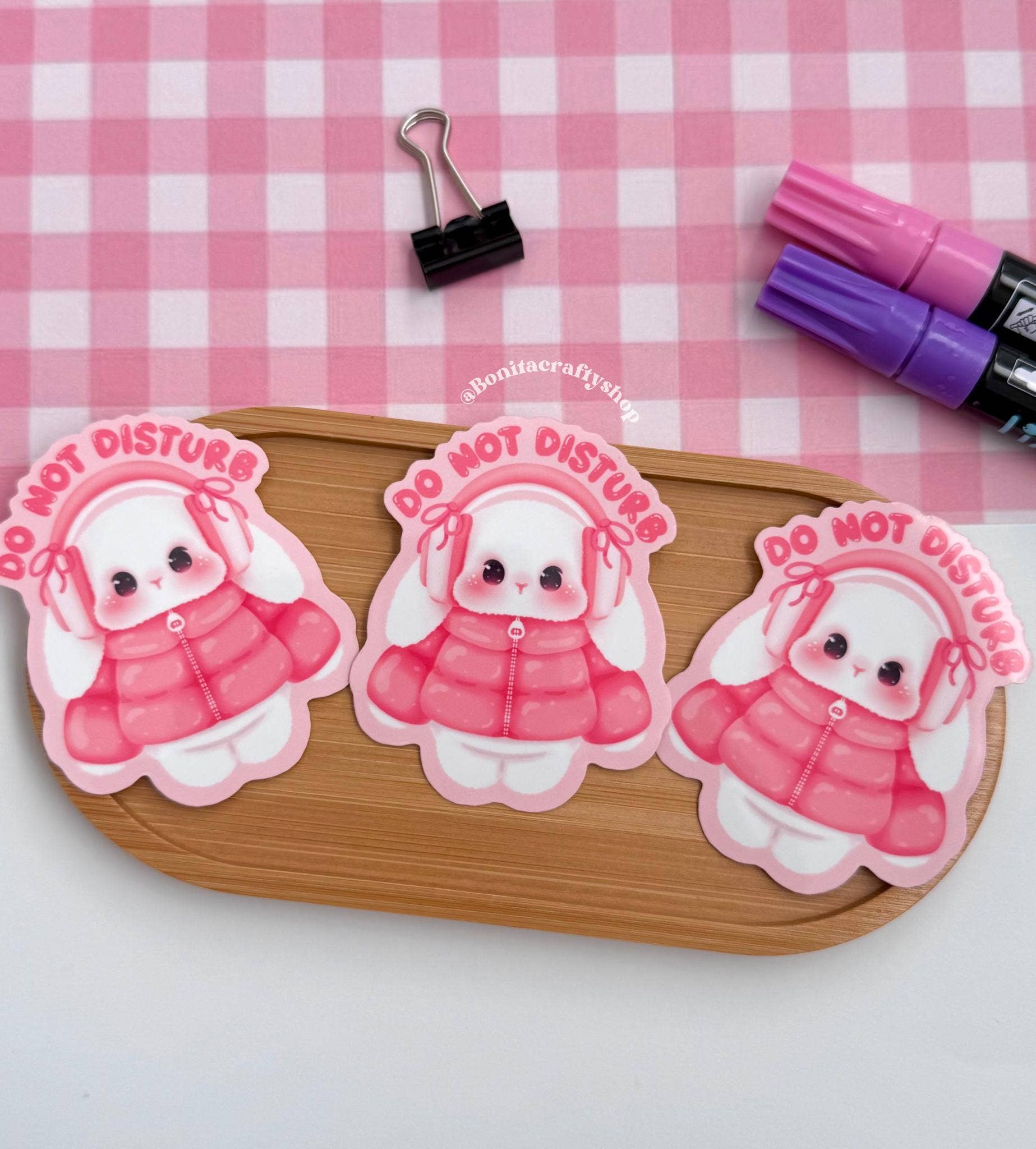 Cute Kawaii Bunny With Headphones Vinyl Sticker