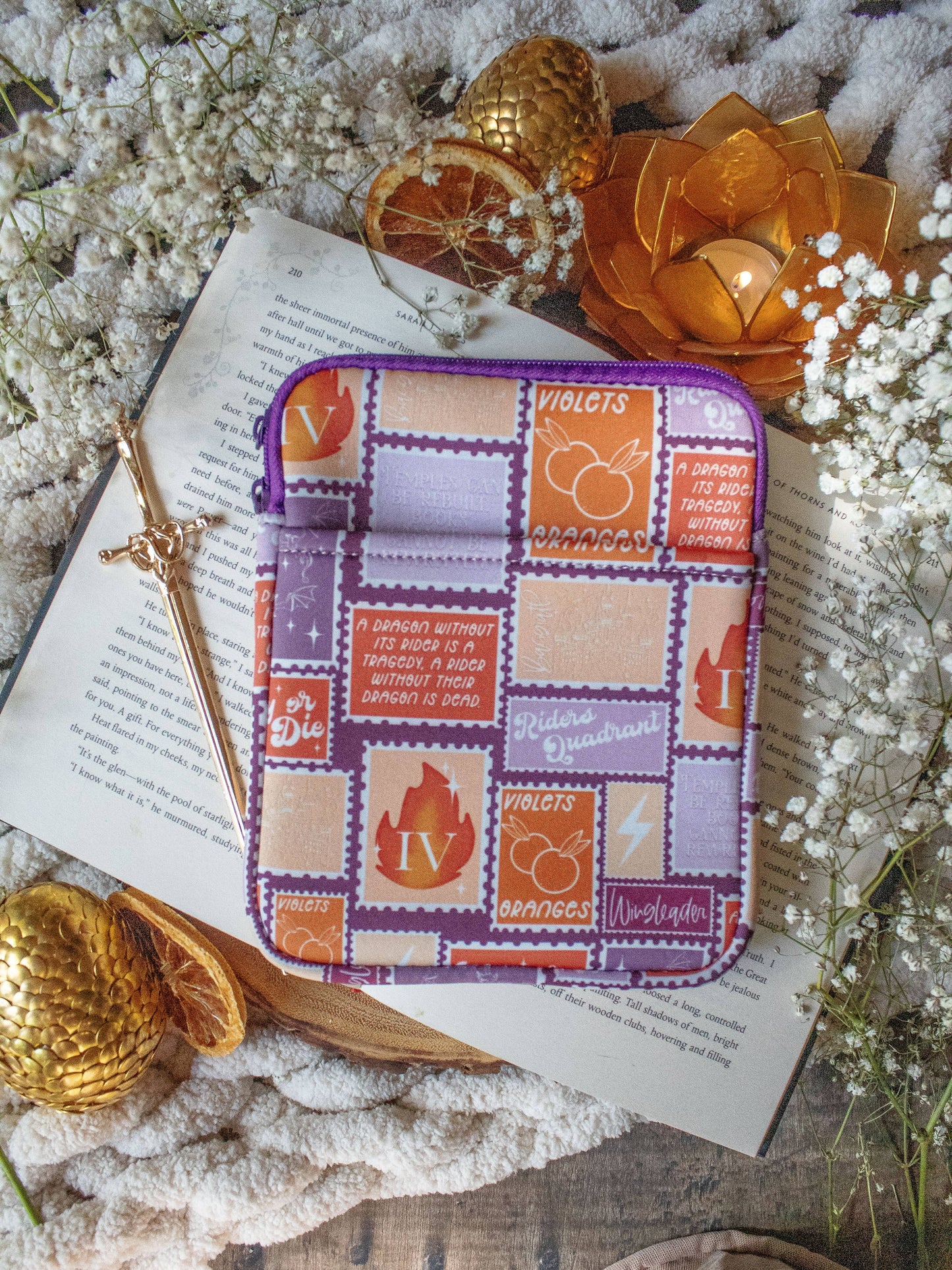 Fourth Wing Stamps Neoprene E-Reader/ Tablet Sleeve