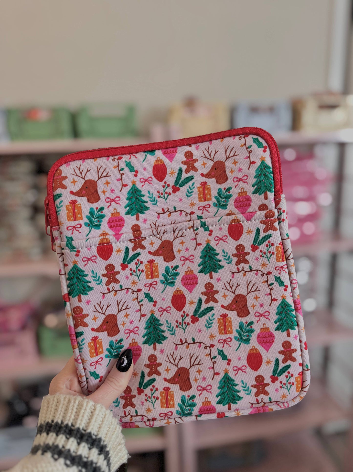 Pastel Christmas Magic Book & Kindle Sleeve Pouch