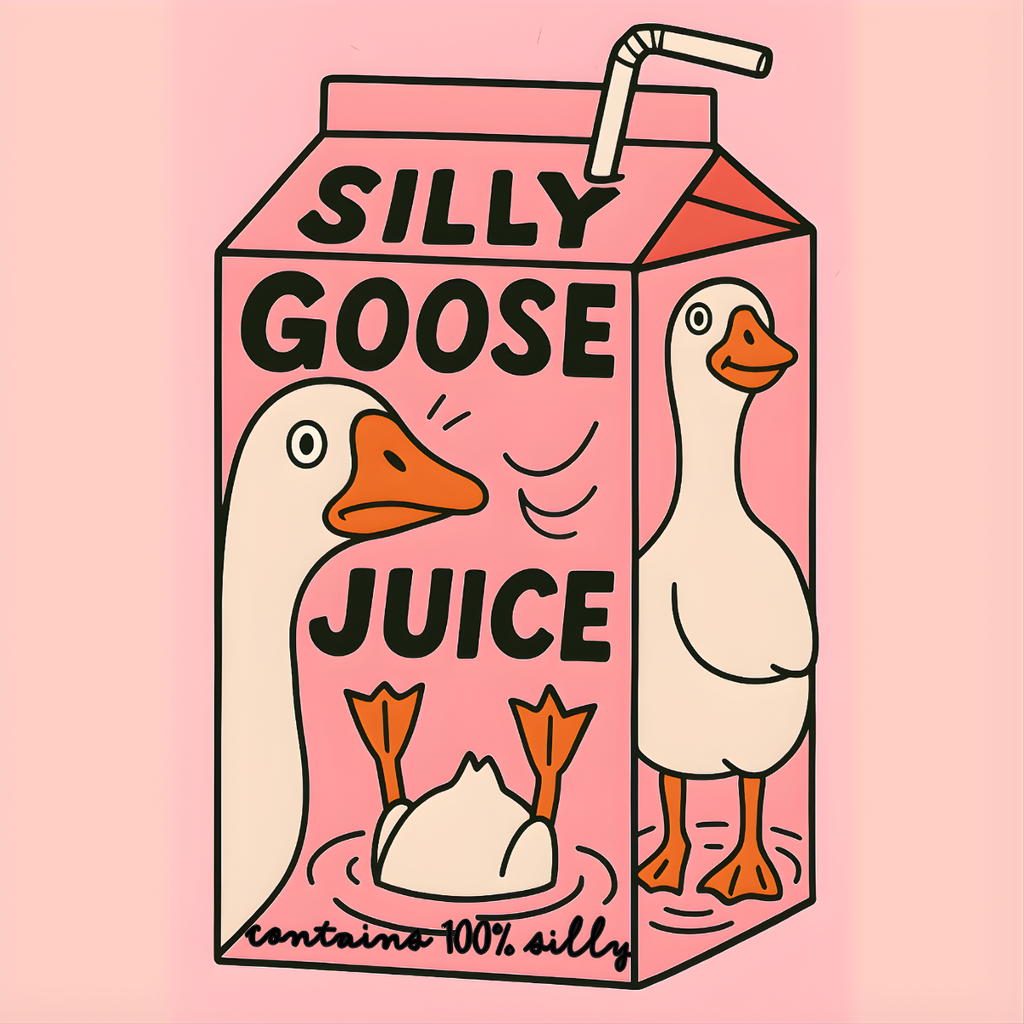 Silly Goose Juice Sticker – Funny Goose Cartoon
