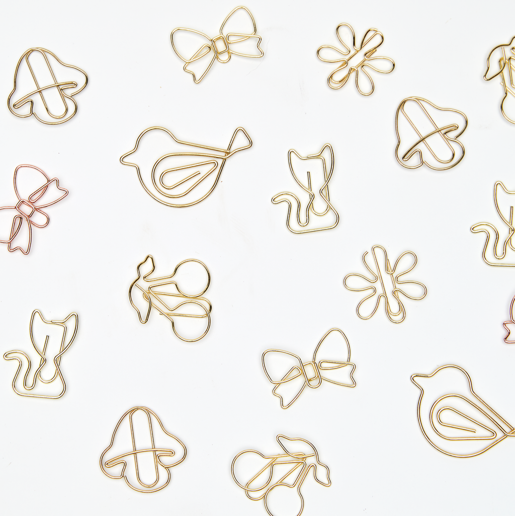 Gold Flowers Boxed Paper Clips - Set of 12