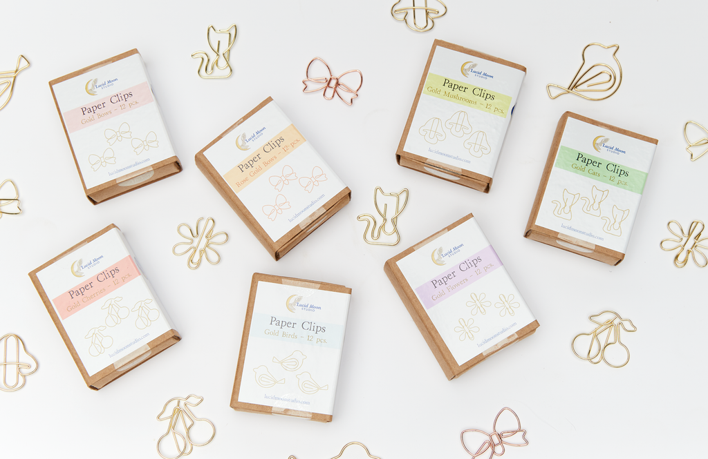 Gold Flowers Boxed Paper Clips - Set of 12