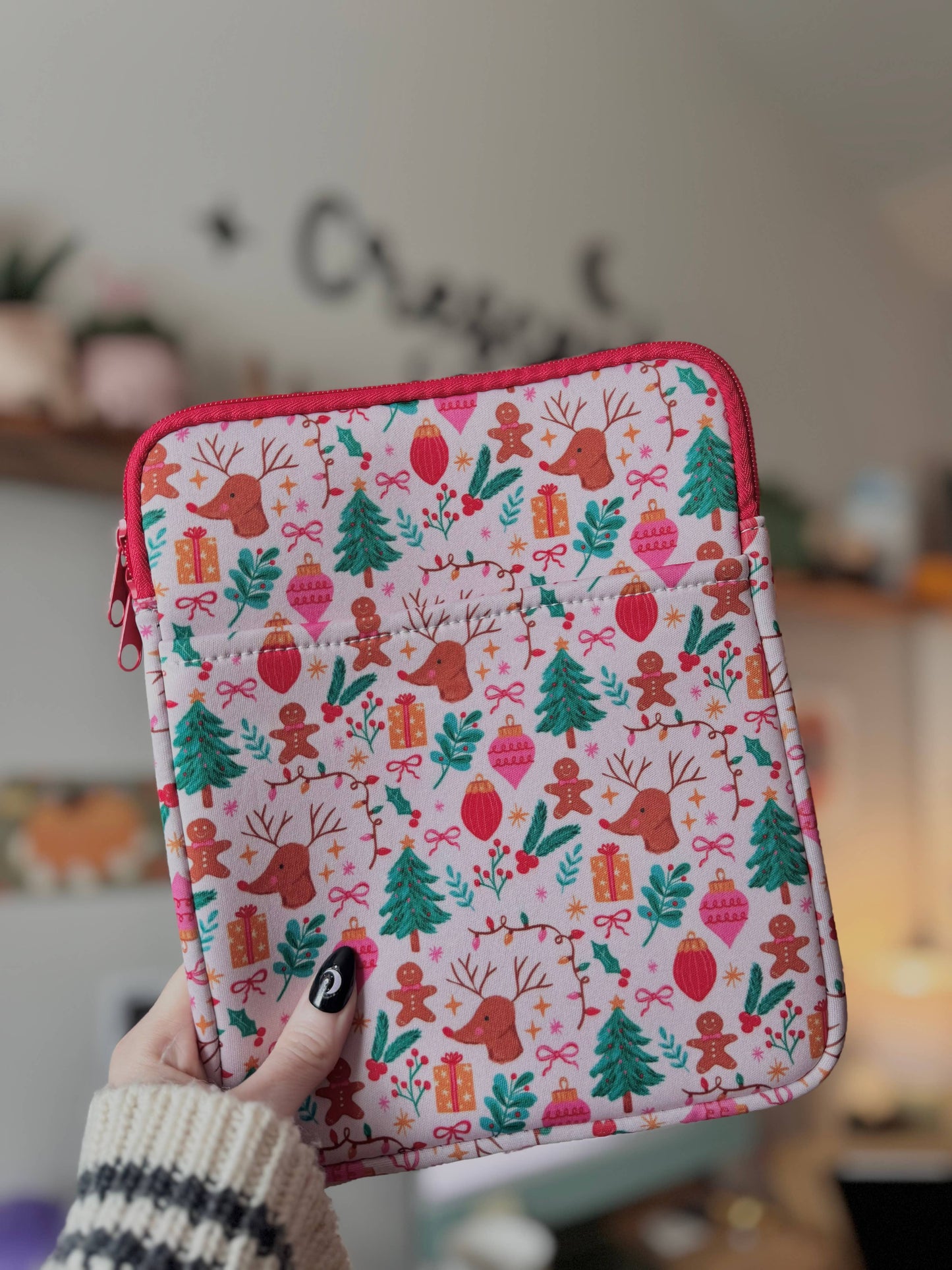Pastel Christmas Magic Book & Kindle Sleeve Pouch