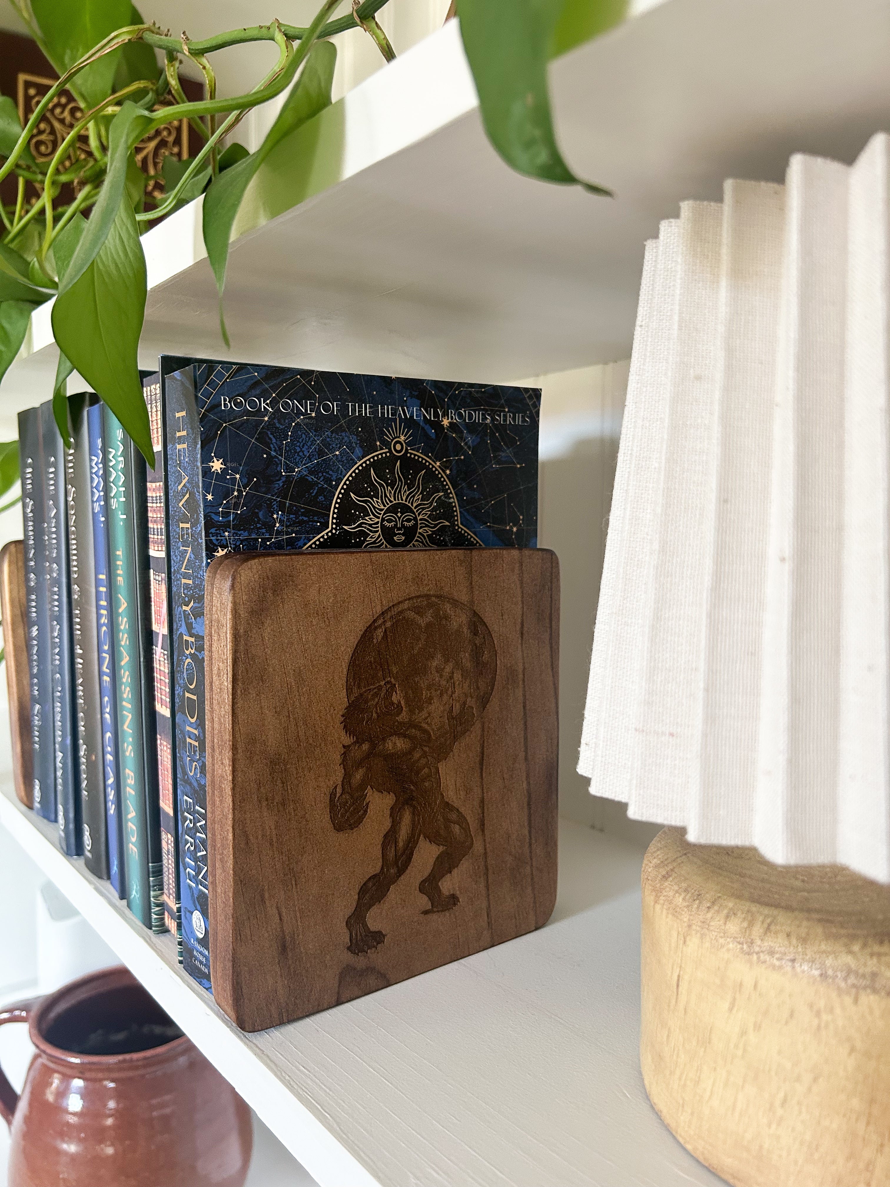 Wooden Engraved  Bookends