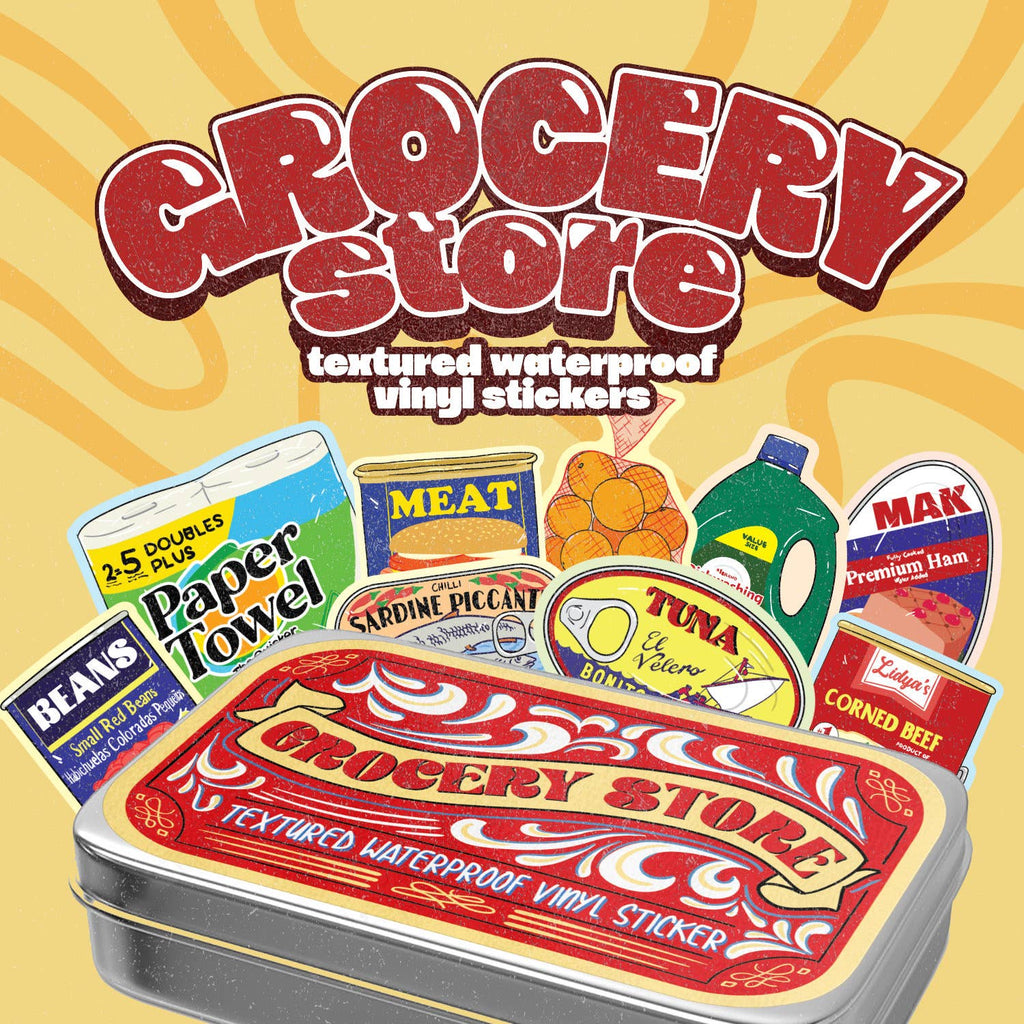Grocery Store Stickers Tin Can