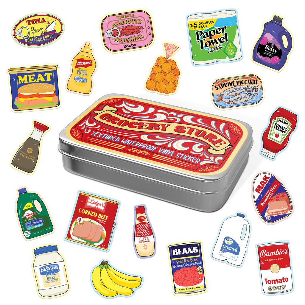 Grocery Store Stickers Tin Can