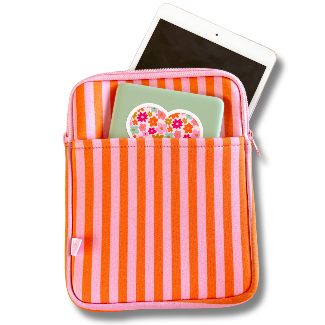 E-reader / Tablet Sleeve / Book Sleeve - Pink & Orange Stripes