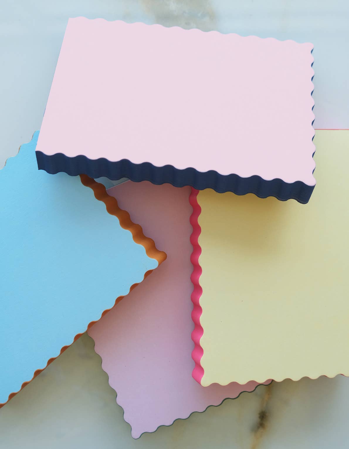Mini Wave Shaped Notepad | Peach + Indigo Edge