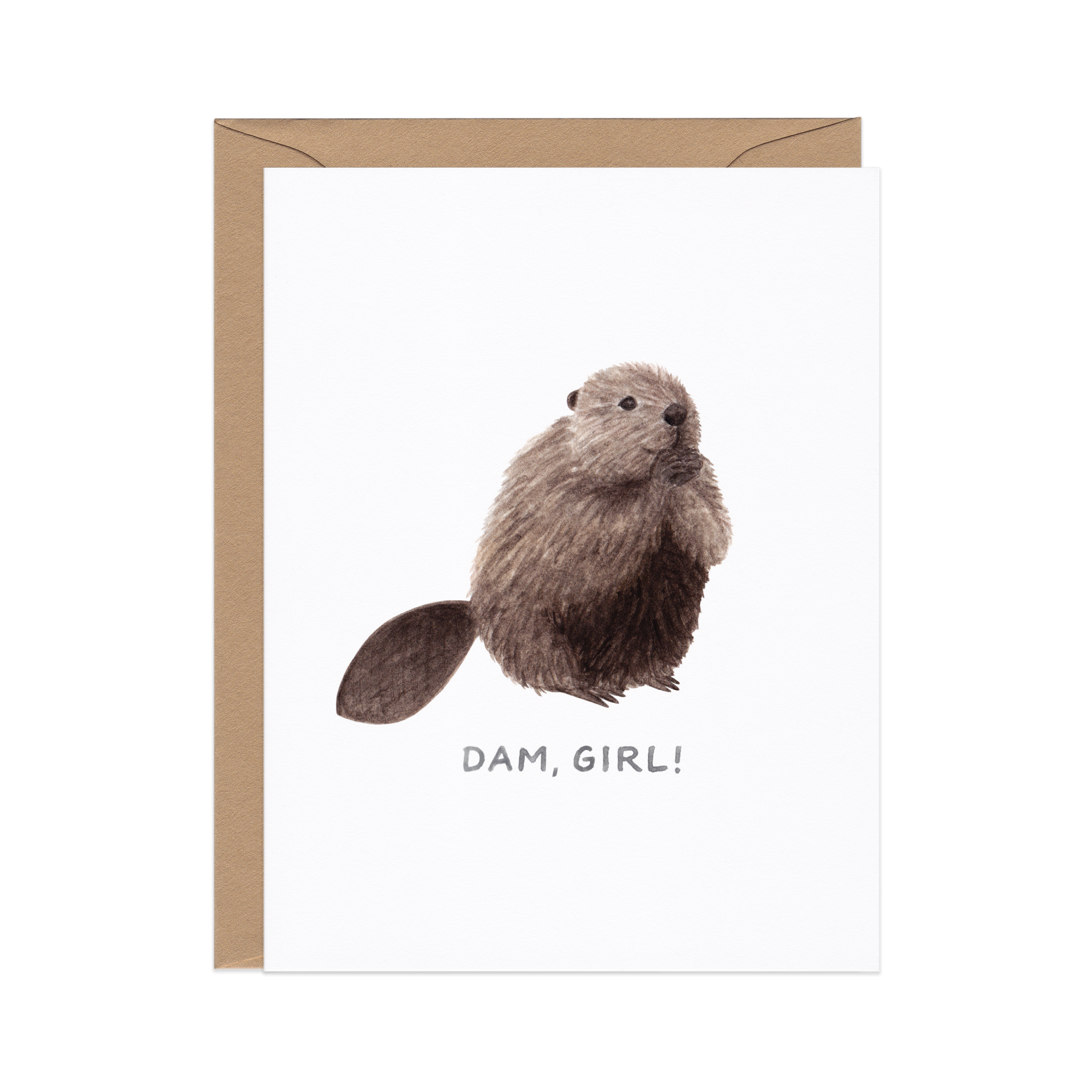 Dam Girl Beaver — Animal Pun Friendship Card