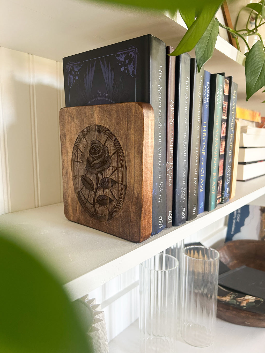 Wooden Engraved  Bookends