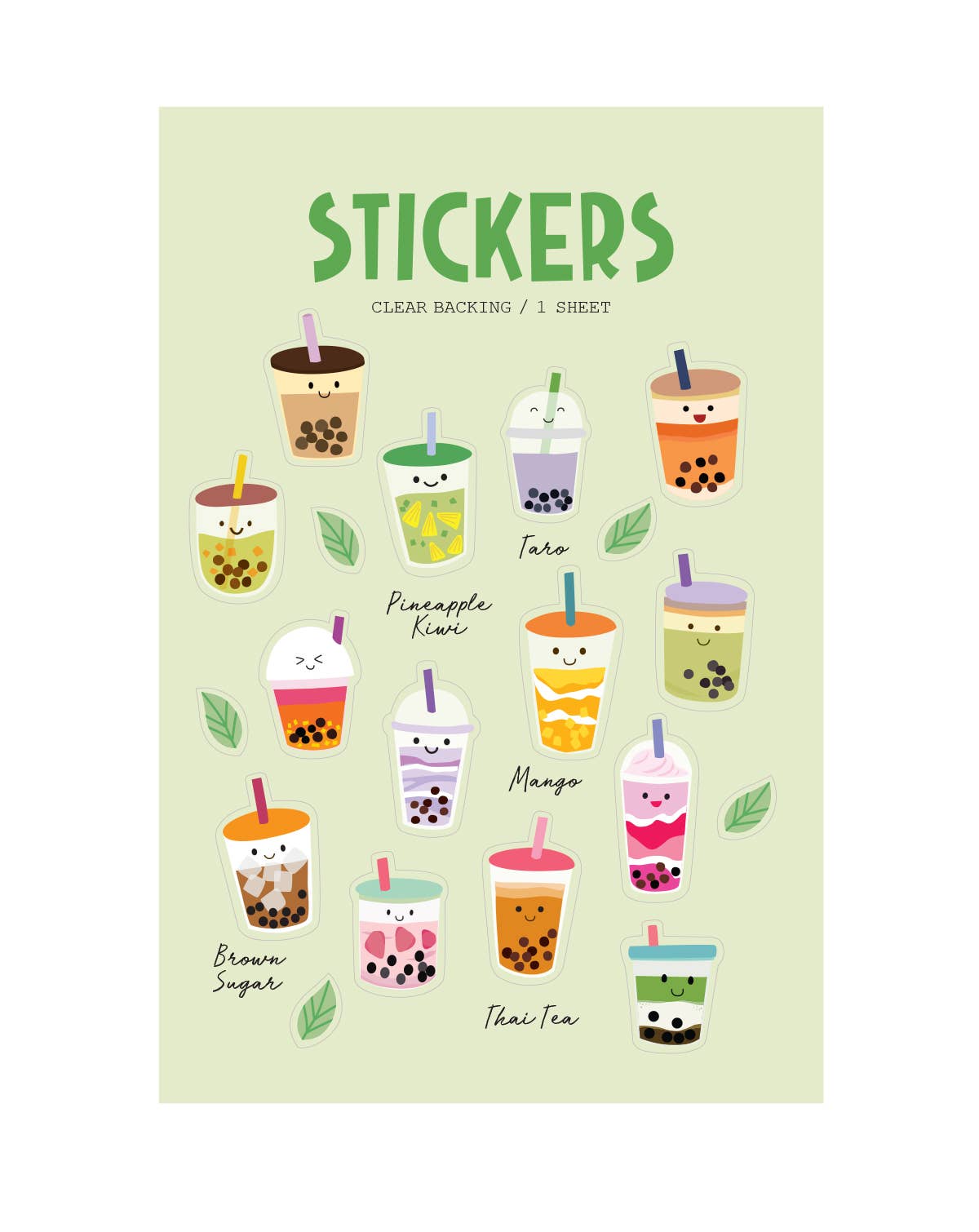 Bubble Tea Clear Stickers