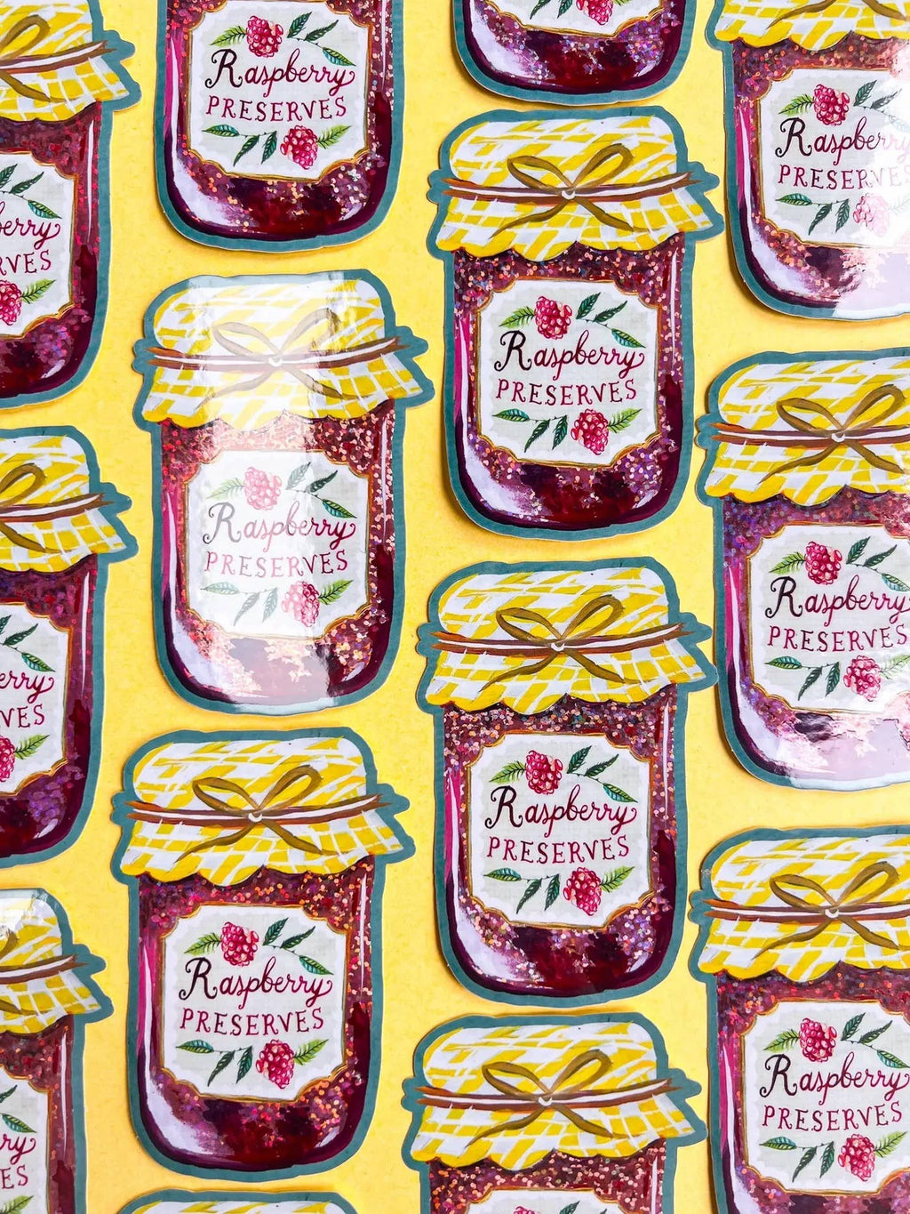 Jam Jar | Raspberry Preserves Glitter Sticker