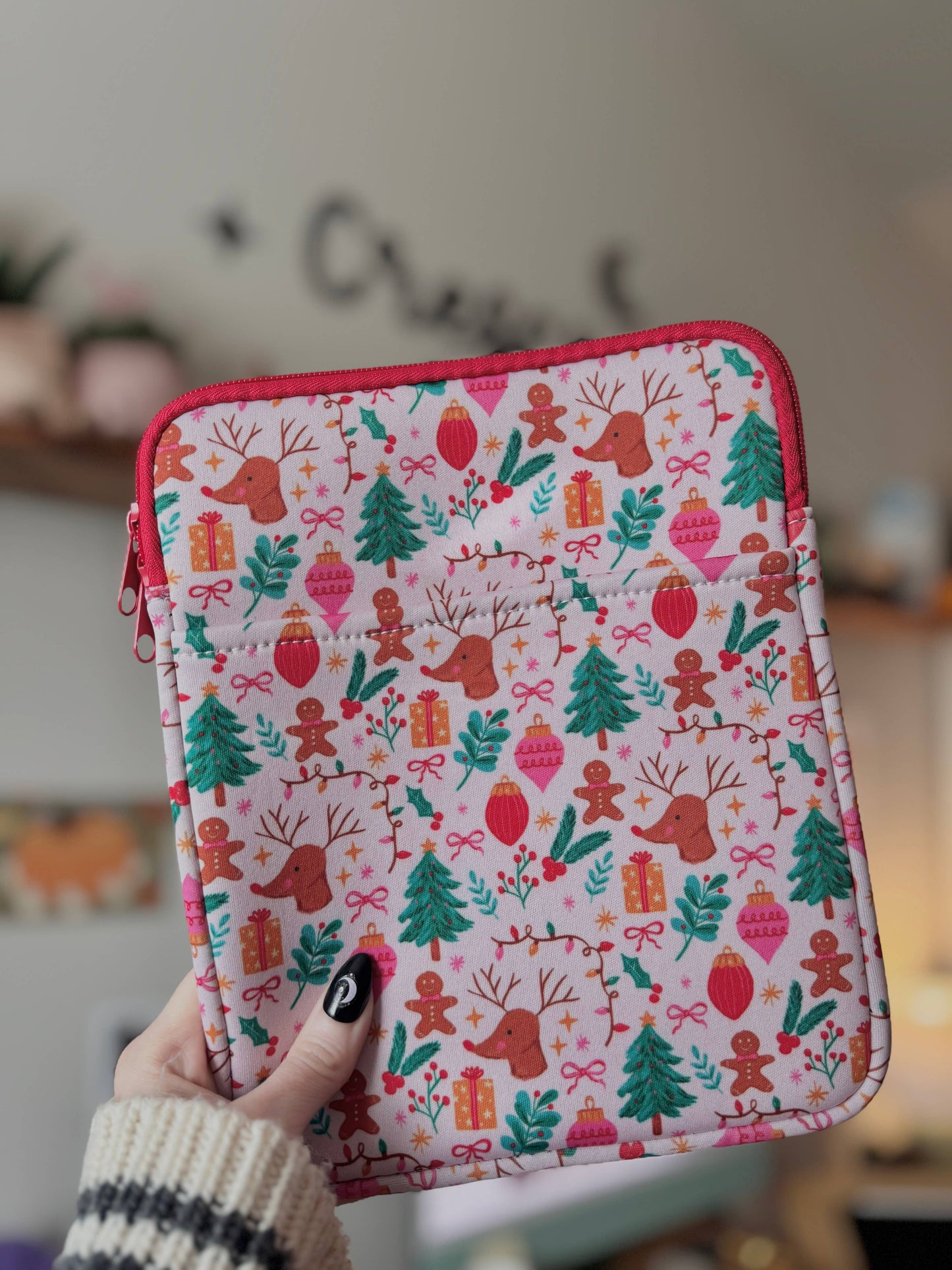 Pastel Christmas Magic Book & Kindle Sleeve Pouch