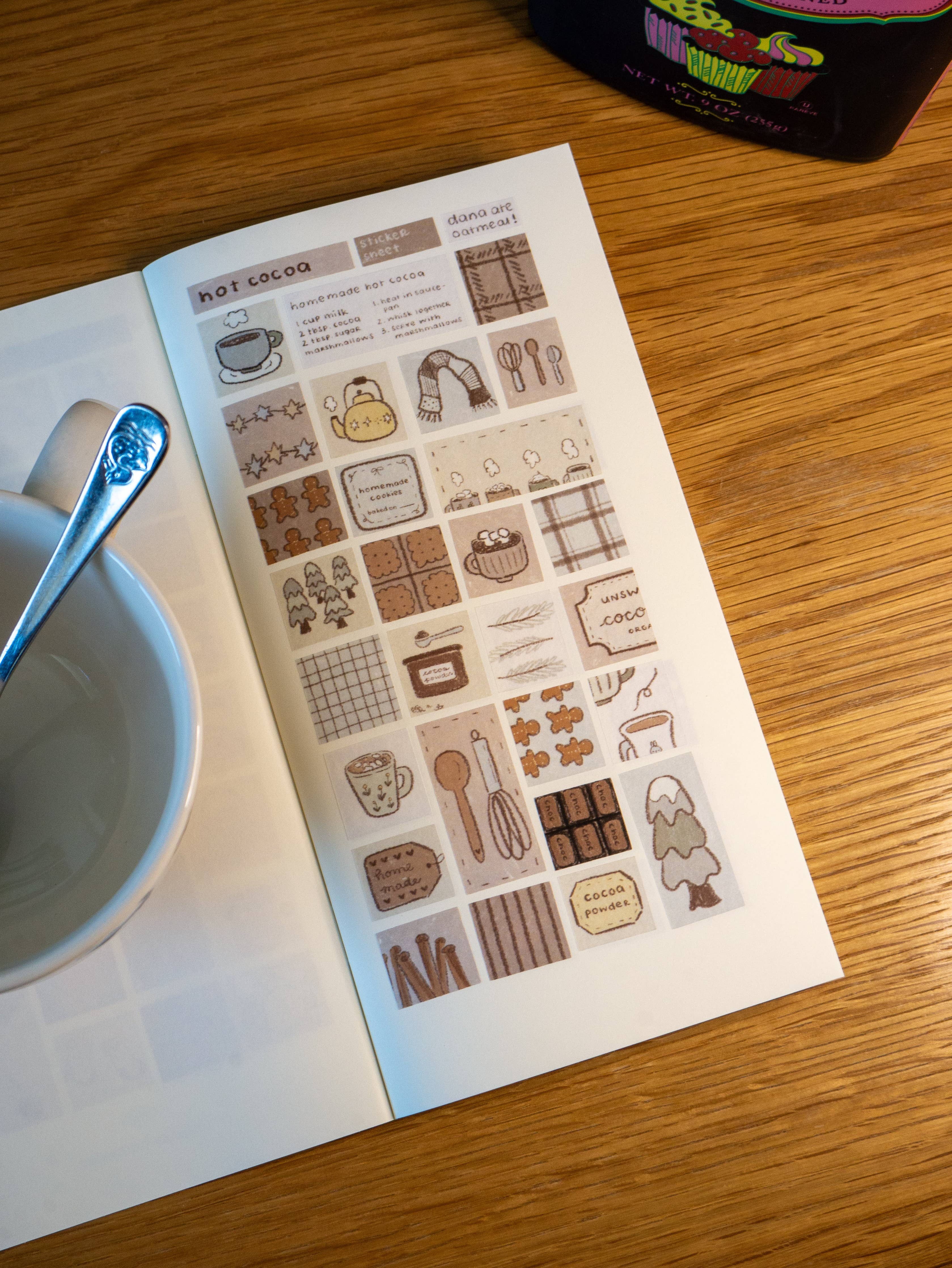 Hot cocoa washi sticker sheet