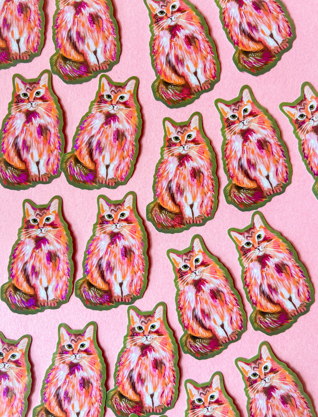 Pink Glitter Kitty Sticker