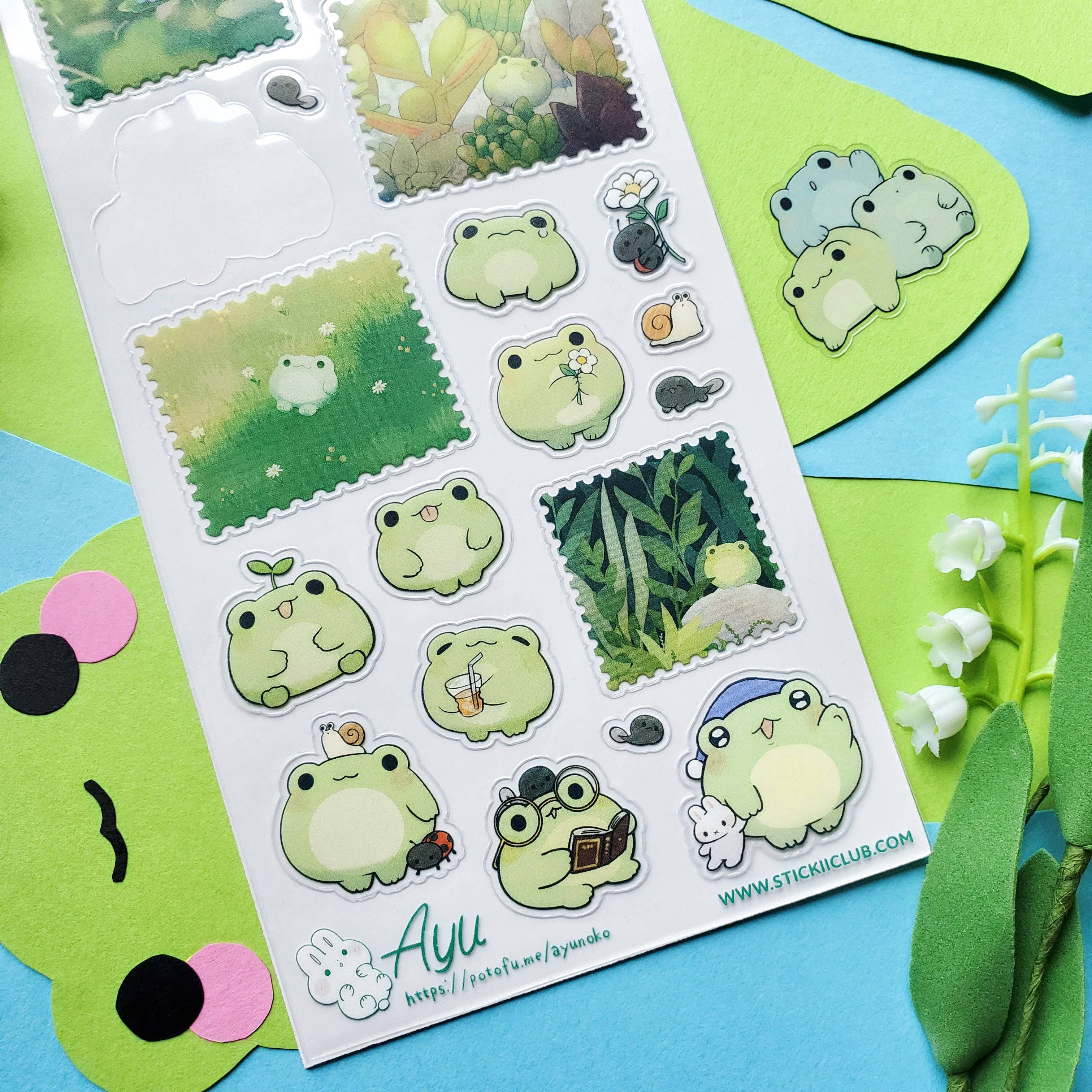 Kawaii Frog’s Life Sticker Sheet