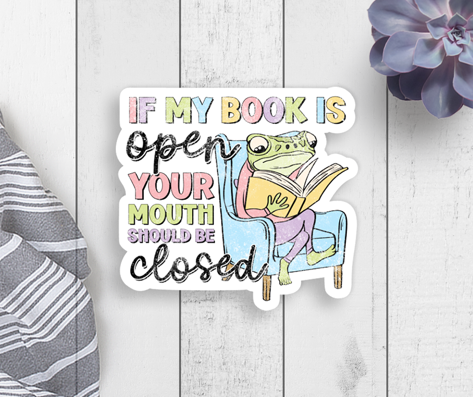 Book Open Mouth Closed Vinyl Sticker