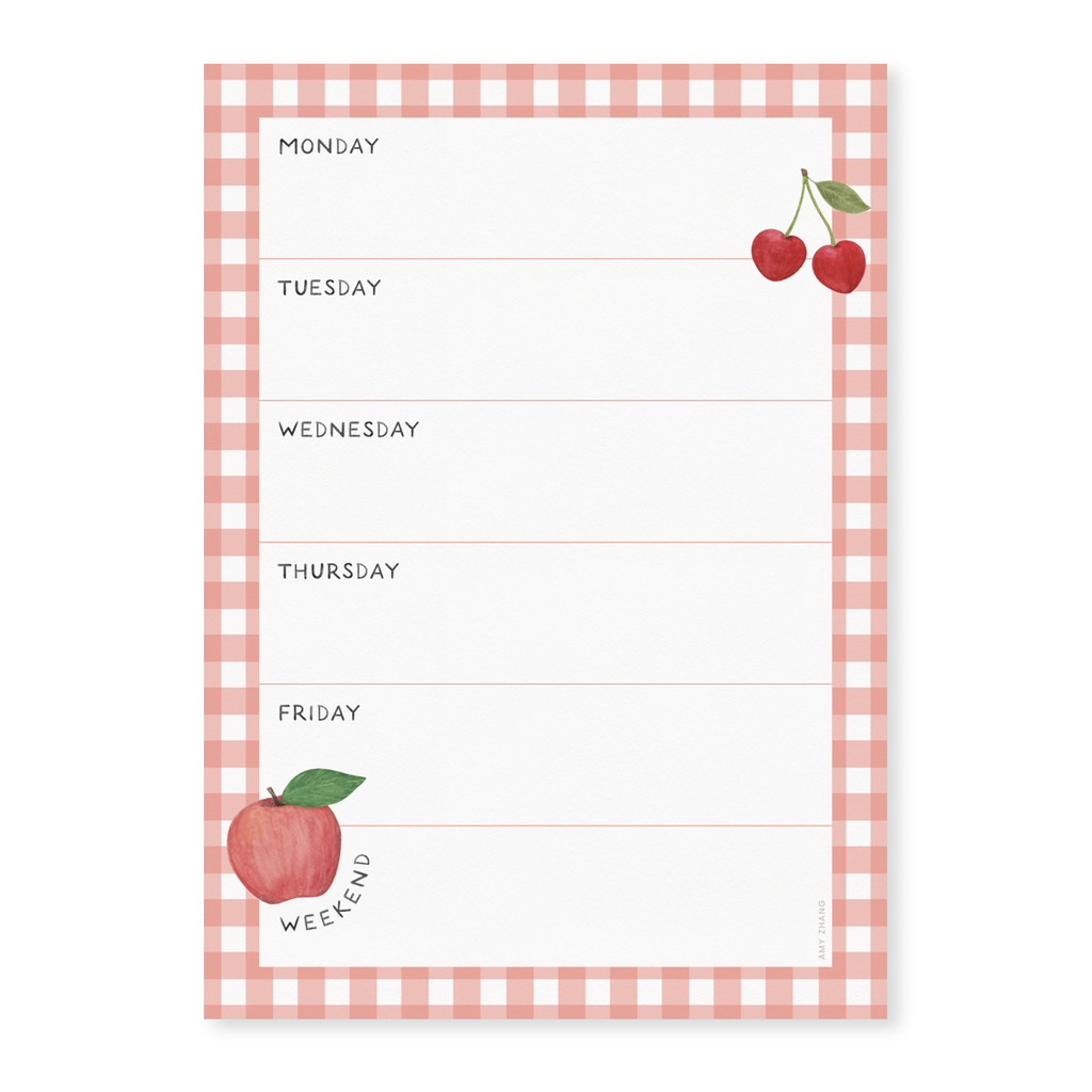 Farmers Market Fruits And Veggies — Weekly Menu Plan Notepad