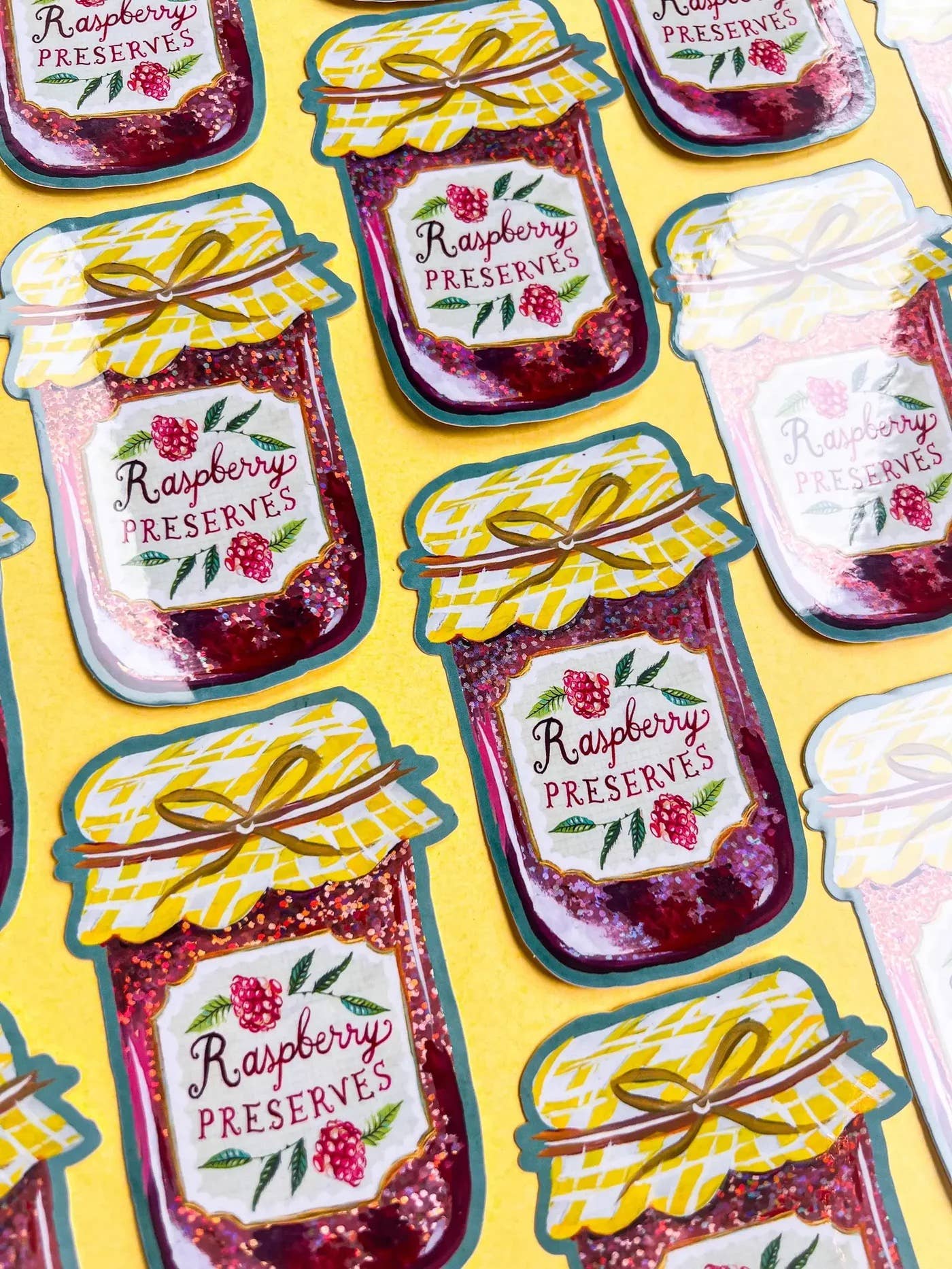 Jam Jar | Raspberry Preserves Glitter Sticker