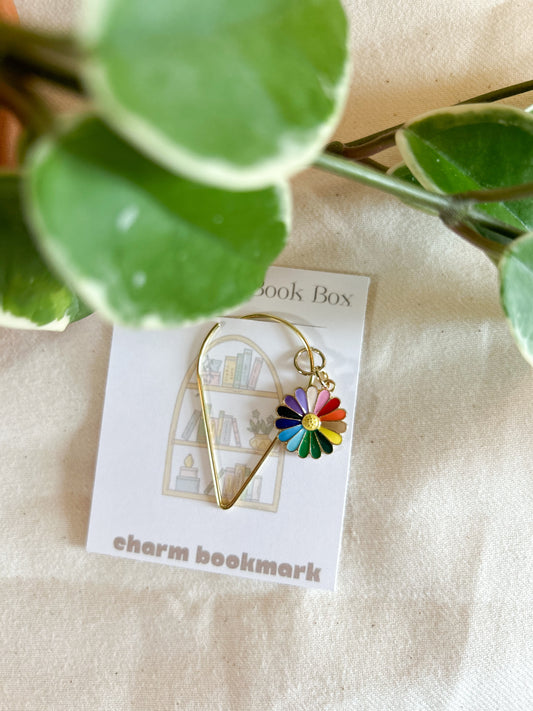 Rainbow Floral Bookmark Charm